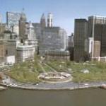 Aerial view of Castle Clinton and Battery Park.