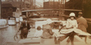 An 1890s image of a family on a canal boat in Rochester, New York. An 1890s image of a family on a canal boat in Rochester, New York.