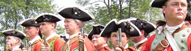 Close up of re-enactors in British Uniform