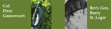 2 photos, Peter gansevoort a greenish staute in defiant pose; Barry St. Leger smiling cockishly
