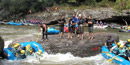 Rafters and rafts below Sweets Falls Rafters and rafts below Sweets Falls