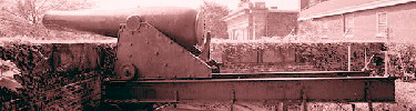 The Civil War era Rodman gun cannon sits atop the parapet at Fort Jay.