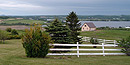 Landscape view of fence and river Landscape view of fence and river
