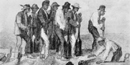 Sketch of black men building earthworks during the Civil War. Sketch of black men building earthworks during the Civil War.