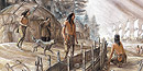 Native Americans first see French settlers. Native Americans first see French settlers.