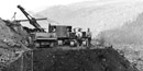 A 1930s photo showing heavy equipment being used to construct an overlook on Skyline Drive. A 1930s photo showing heavy equipment being used to construct an overlook on Skyline Drive.