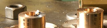 Newly milled brass bushings in the Steamtown Locomotive Shop.  NPS Photo, Ken Ganz