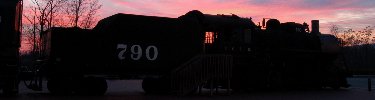 Illinois Central 790 with a December sunset.  NPS Photo, Ken ganz