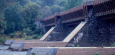 Roebling Bridge, the oldest wire cable suspension bridge in the United States