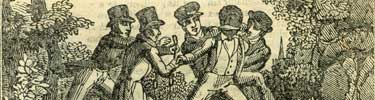 Drawing of men capturing runaway slave