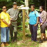 Students working at the park