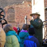 Students with a park ranger exploring Tredegar