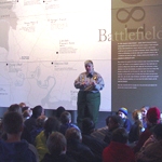 Park ranger talking with a school group