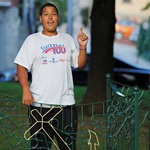 Student using new Speakers Corner