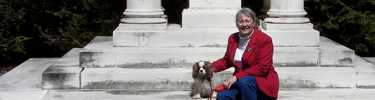 Dog and owner at the Temple