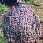 An early tombstone from the churchyard at Saint Paul's.