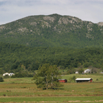 view of Old Rag with farm in foreground