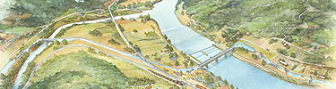 Watercolor of historic Lackawaxen, PA