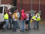 Volunteers loading up for trip to the river