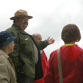 Ranger talking with visitors