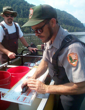 Measuring fish as part of the park's Long Term Ecological Monitoring