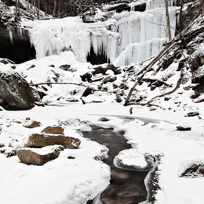 ice covered waterfall