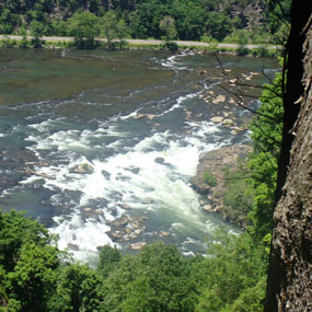 View of the river and falls from 600 feet above