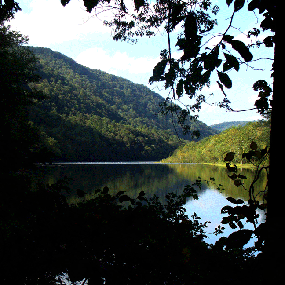 a scenic view of the New River from the Stone Cliff Trail