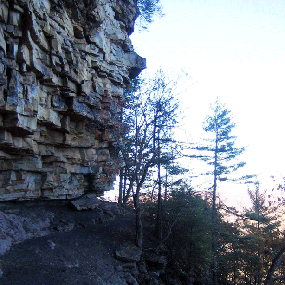 overhanging cliff face along the Castle Rock Trail