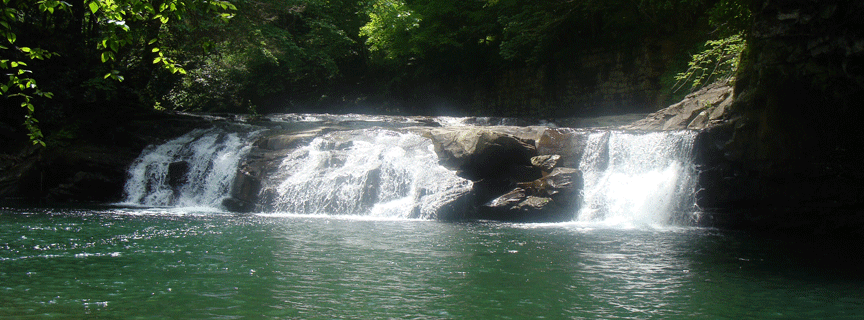 waterfall on the Glade Creek Trail