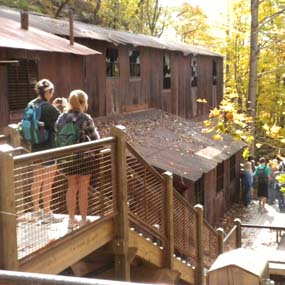 Hikers at the Nuttallburg Headhouse