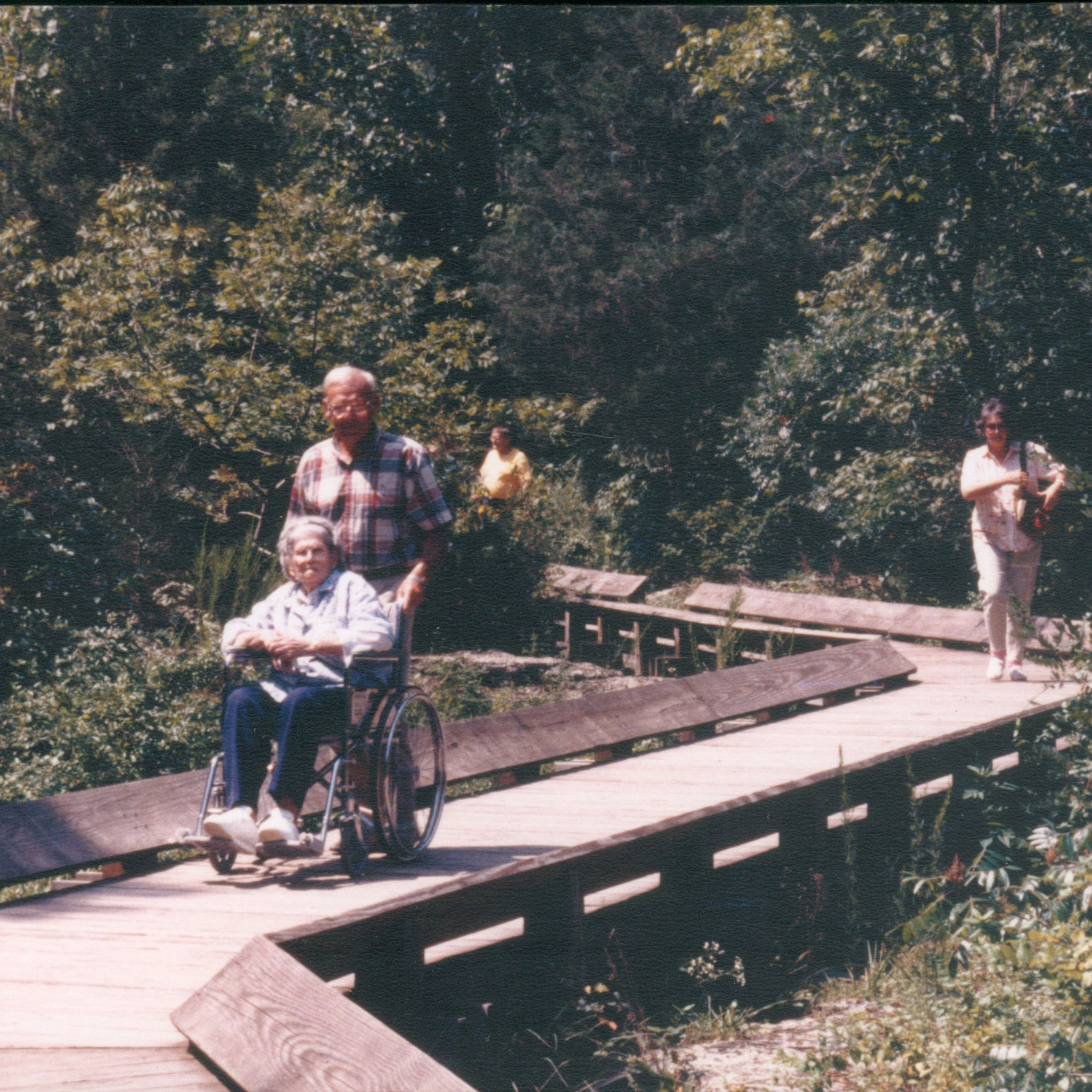 Visitors on the boardwalk at Sandstone Falls