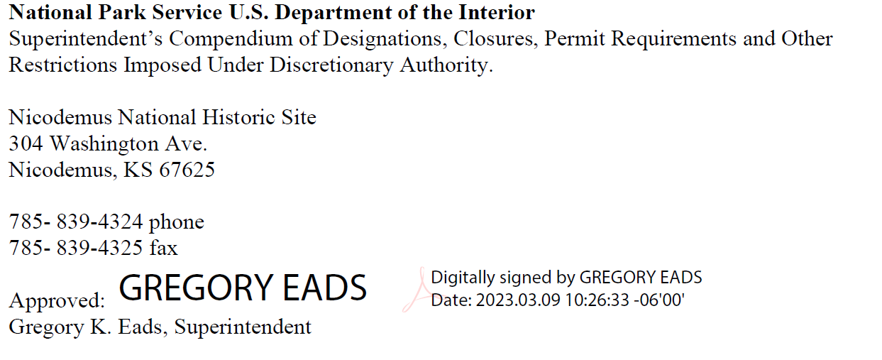 Digital signature of Superintendent on a compendium header.