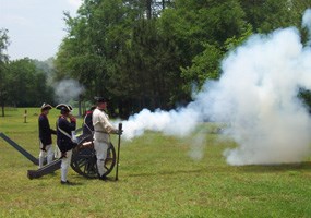 Patriots firing cannon