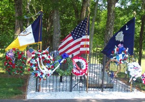 Flags and wreaths from DAR/ SAR ceremony