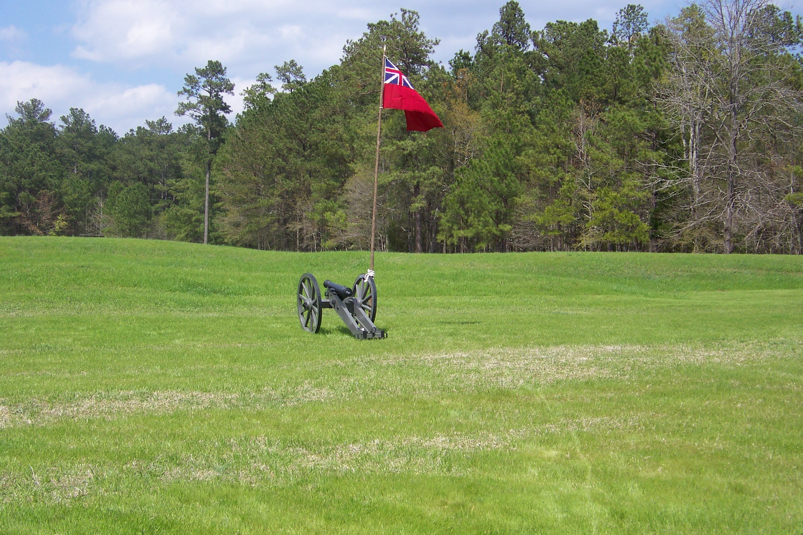 3 pound artillery with British colors inside star fort