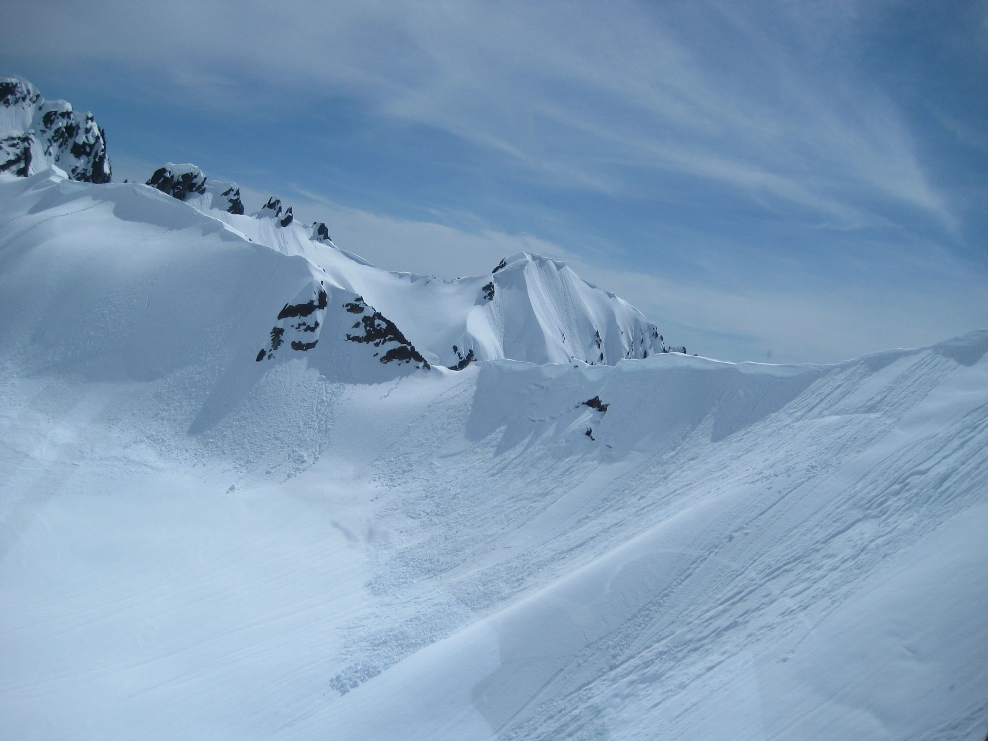Cornice failures above Noisy Glacier Photo: NPS/Jon Riedel