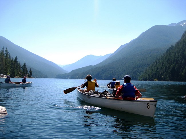 Group in canoes on Ross Lake