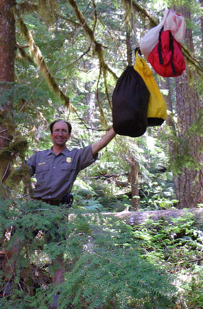 Improper food hang at a backcountry camp