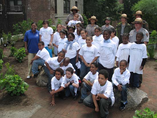 First Bloom students in the garden at 287 Convent Avenue