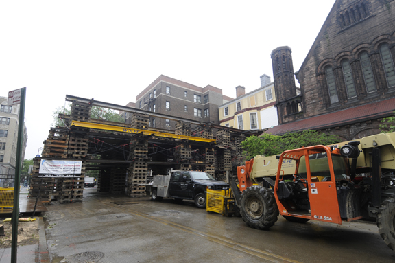 The Grange as it moves towards Convent Avenue.