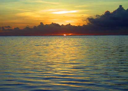 Sunset across the Pacific Ocean.