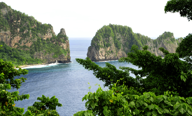Pola island and Vatia Bay on Tutuila