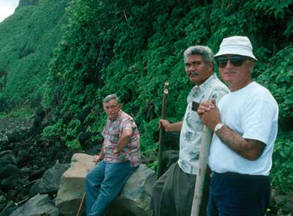 Hikers on Ta'u wear light comfortable clothing.