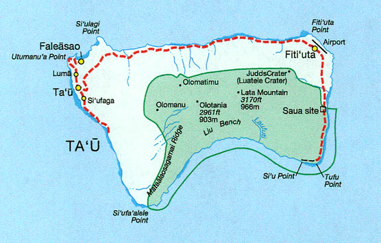 Map of Ta'u Island, American Samoa
