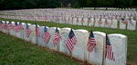 Photo of flags and headstones at Andersonville National Cemetery