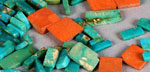 Photo of brightly colored inlay stones from Chaco Culture National Historical Park