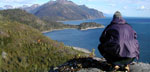Photo of person looking at the West Arm of Glacier Bay from the top of Gloomy Knob.
