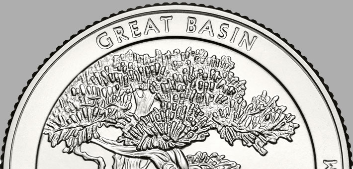 Drawing of the America the Beautiful quarter that features Great Basin