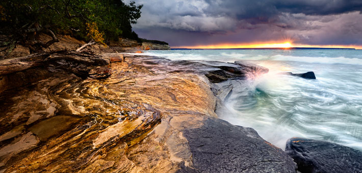 Photo of a stormy sunset at Pictured Rocks National Lakeshore by Steve Perry, 2012 Share the Experience Photo Contest finalist